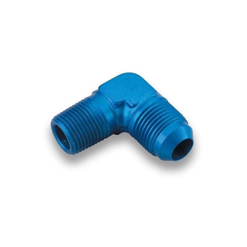 Earls 982210ERL Fitting -10 AN to 1/2 in. NPT, 90 Degree, Aluminum, Blue, Each