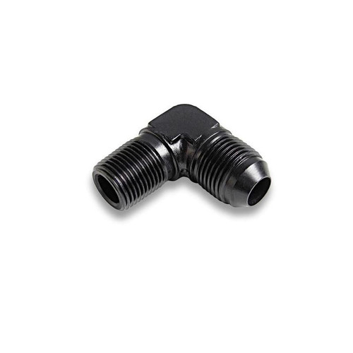 Earls AT982206ERL Fitting -06 AN to 1/4 in. NPT, 90 Degree, Aluminum, Black, Each