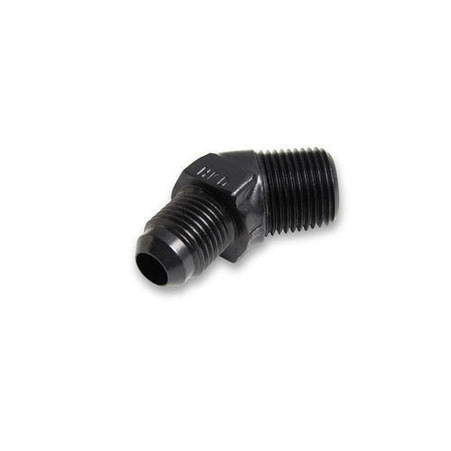Earls AT982311ERL Fitting -10 AN to 3/8 in. NPT, 45 Degree, Aluminum, Black, Each