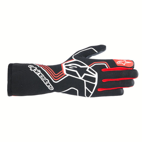Alpinestars USA 3552024-13-M Driving Gloves, Tech-1 Race V4, FIA Approved, 2 Layer, Aramid/Silicone, Elastic Cuff, Black/Red, Medium, Pair