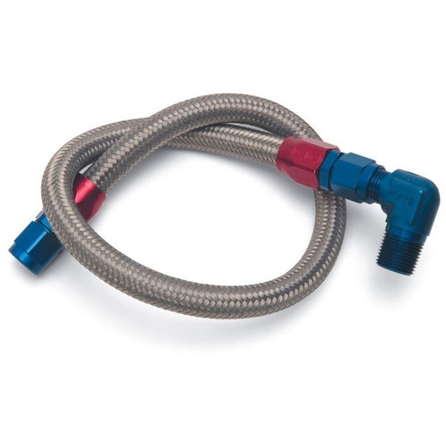 Edelbrock 8123 3/8 NPT to -06 AN Braided Stainless Steel Fuel Hose Kit. Red/Blue