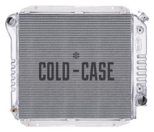 Cold Case Radiators FOT574A-1K Radiator and Fan, 24.75 in. W x 20.2 in. H x 6.5 in. D, Driver Side Inlet, Passenger Side Outlet, Aluminum, Polished, Ford Fullsize SUV 1966-77, Kit