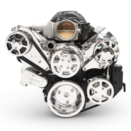 Eddie Motorsports MS117-90P Pulley Kit, 6-Rib Serpentine, Aluminum, Polished, GM LS-Series, Kit