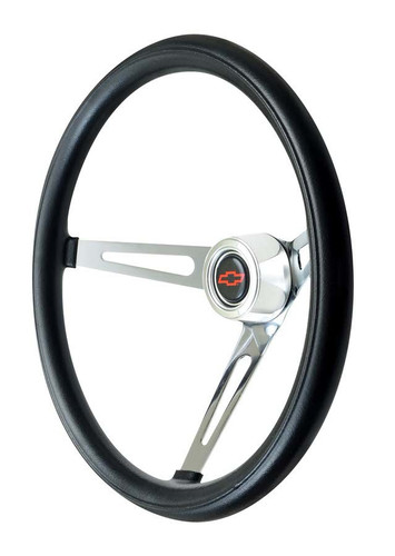 GT Performance 36-5431 Steering Wheel, GT3 Classic, 15 in. Diameter, 4.125 in. Dish, 3-Spoke, Black Foam Grip, Steel, Chrome, Each