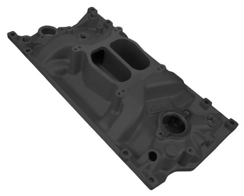 TSP 82007BK Small Block Chevy Carbureted Air Gap Intake Manifold, Vortec Heads, Black