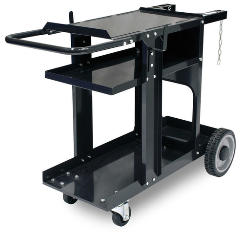 Eastwood 11616 Welding Cart, 30.5 in. Tall x 16 in. Wide x 38 in. Long, 3 Shelves, Gas Bottle Station, Steel, Black Powder Coat, Each