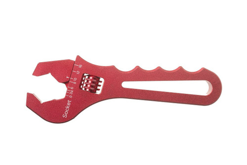 Redhorse Performance 5316-3 AN Wrench, 5468 Series, Single End, Adjustable, 3 AN to 16 AN, Aluminum, Red Anodized, Each