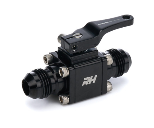 Redhorse Performance 4675-08-08-2 Shut Off Valve, Manual, 8 AN Male to 8 AN Male, Aluminum, Black Anodized, Each