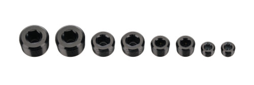 Redhorse Performance 932-00-2 Fitting, 932 Series, Plug, 1/8 in. NPT/1/4 in. NPT/3/8 in. NPT/1/2 in. NPT, Allen Head, Aluminum, Black Anodized, Kit