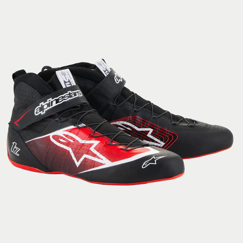 Alpinestars USA 2715524-21-10 Driving Shoe, Tech-1 Z V3, Mid-Top, FIA Approved, Leather Outer, Aramid Inner, White/Black, Side 10, Pair