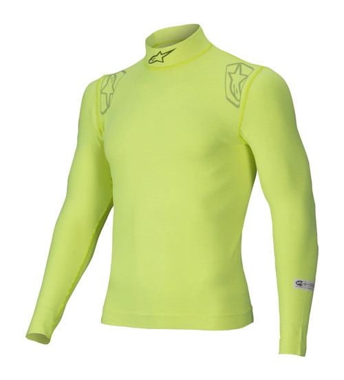 Alpinestars USA 4750325-55-XSS Underwear Top, ZX EVO V3, SFI 3.3, FIA Approved, Long Sleeve, High Collar, Lenzing FR, Fluorescent Yellow, X-Small/Small, Each