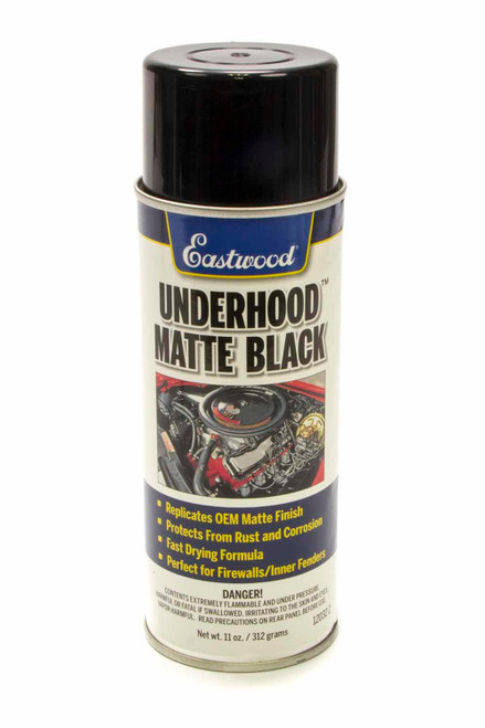 Eastwood 12032Z Paint, Underhood Black, Acrylic Lacquer, Matte Black, 11 oz Aerosol, Each