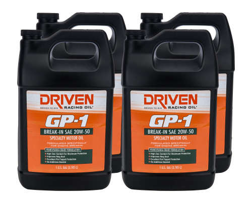 Driven Racing Oil 19556-4 Motor Oil, GP-1 Specialty, Break-In, 20W50, Conventional, 1 gal Jug, Set of 4 Driven Racing Oil 19556-4 Motor Oil, GP-1 Specialty, Break-In, 20W50, Conventional, 1 gal Jug, Set of 4