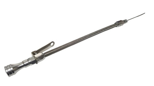 Kevko Oil Pans & Components K128SS-NPT Engine Oil Dipstick, Flexible, Pan Mount, 1/4 in. NPT Thread, 20 in. Long, Aluminum/Stainless, Universal, Each