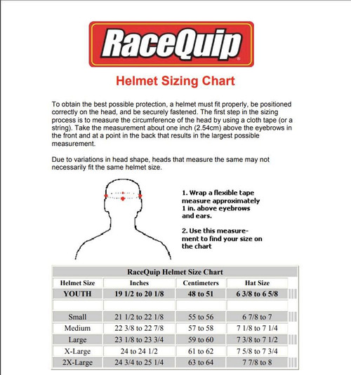 Racequip Sizing Chart