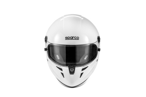 Sparco BRH0007B0W010ML Helmet, Stealth RF, Full Face, FIA Approved, Snell SA2025, Head and Neck Support Ready, Fiberglass, White, Black Lining, Medium/Large, Each