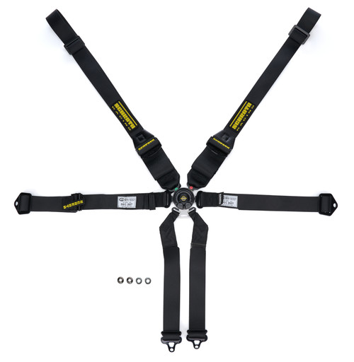 Schroth Racing SR91556-6PU Profi III 6 Point Harness, Camlock, SFI 16.5, Pull Up Adjust, Bolt-In/Wrap Around, Individual, HANS Ready, Black, Kit