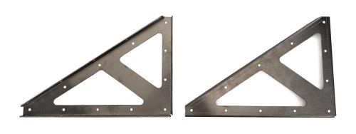 True Performance & Fabrication DTR1306 Fender Brace, Lower, Bolt-On, 11 in. L x 7-1/2 in. W, Predrilled, Aluminum, Natural, Pair