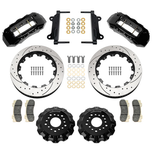 Wilwood 140-18123-D Brake System, Tactical Xtreme TX6R, Front, 4 Piston Caliper, 16 in. Slotted/Drilled Iron Rotor, Aluminum, Black Powder Coat, GM Fullsize Truck/SUV 1963-87, Kit