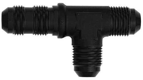 XRP-Xtreme Racing Prod. 980403BB Fitting, Bulkhead Tee, 3 AN Male x 3 AN Male x 3 AN Male Bulkhead, Aluminum, Black Anodized, Each