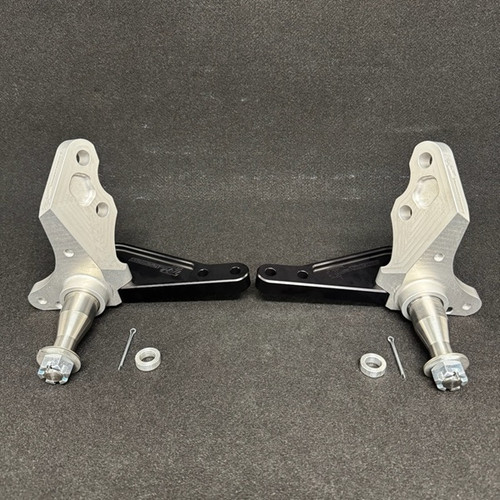 TRZ 328-MUS1-1 1979-1993 Mustang Aluminum Spindles for Stock Style V8 Brakes, With Steering Arms, Pair
