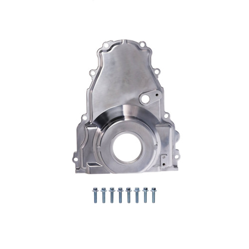 TSP 81066-1P GM LS Timing Cover w/ Cam Sensor Provision, 1-Piece, Aluminum, Polished, Each