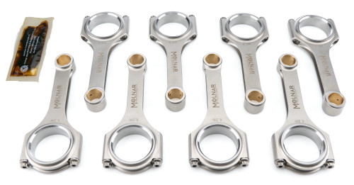 Molnar Technologies CH6200NLB-T8-A Small Block Chevy Connecting Rod, PWR ADR, H-Beam, 6.200 in. Long, 7/16 in. Cap Screws, Billet Steel, Set of 8