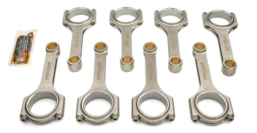 Molnar Technologies CH6300NLB8-A Small Block Chevy Connecting Rod, H-Beam, 6.300 in. Long, 7/16 in. Cap Screws, Billet Steel, Set of 8