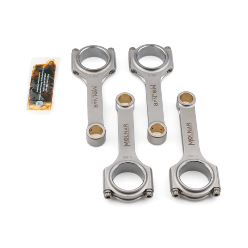 Molnar Technologies MH5906CFB-T4-A Connecting Rod, PWR ADR, H-Beam, 5.906 in. Long, Bushed, 3/8 in. Cap Screws, Billet Steel, Mitsubishi 4G63, Set of 4