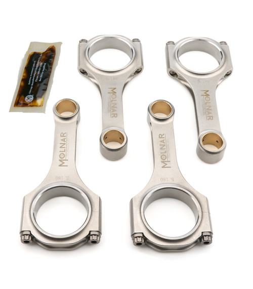 Molnar Technologies SH5180MJB4-A Subaru EJ-Series Connecting Rod, H-Beam, 5.180 in. Long, Bushed, 3/8 in. Cap Screws, Billet Steel, Set of 4