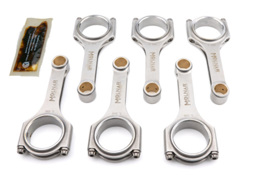 Molnar Technologies TH5590MFB-T6-A Connecting Rod, H-Beam, 5.590 in. Long, Bushed, 3/8 in. Cap Screws, Billet Steel, Toyota Inline-6, Set of 6