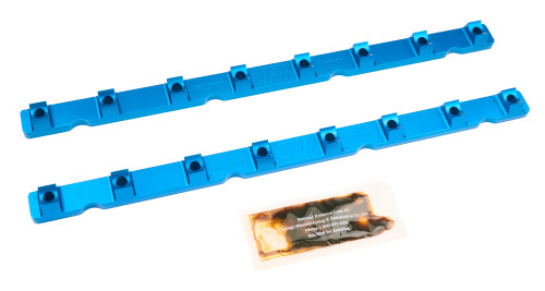 Air Flow Research 6040 Rocker Arm Rail, Pedestal Mount, Aluminum, Blue Anodized, GM LS-Series, Pair