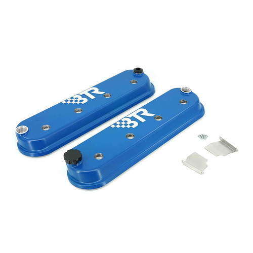 Brian Tooley Racing VCA-02-BLUE Valve Cover, 1.83 in. Tall, Baffled, BTR Logo, Aluminum, Blue Powder Coat, Pair