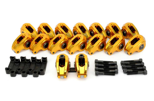 Comp Cams 19028-16 Rocker Arm, Ultra Gold ARC, Pedestal Mount, 1.72 Ratio, Full Roller, Aluminum, Gold Anodized, GM LS-Series, Set of 16