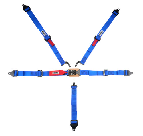 Crow Safety Gear 11183AB Harness, 5 Point, Latch and Link, SFI 16.2, 55 in. Length, Pull Up Adjust, Bolt-In / Wrap Around, Individual Harness, Black Hardware, Blue, Jr Dragster / Quarter Midget, Kit