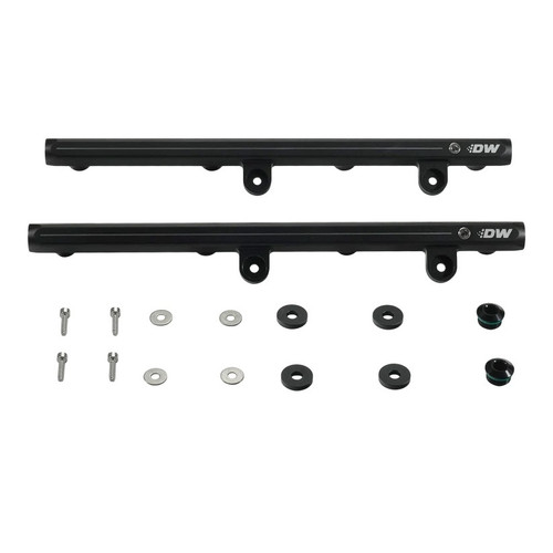 Deatschwerks 7-100 Fuel Rail, Fittings / Spacers / Hardware, Aluminum, Black Anodized, Mopar Gen III Hemi 2005-23, Pair