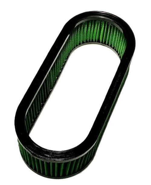 Green Filter 7465 Air Filter Element, Oval, 12 in. L x 5.25 in. W, 2.25 in. Tall, Reusable Cotton, Green, Universal, Each