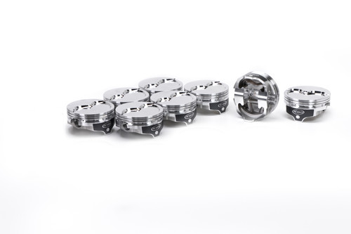 Icon Pistons IC841.033 Piston, Premium Forged, Dish, 4.375 in. Bore, 1.122 in. Compression Height, 1/16 x 1/16 x 3/16 in. Ring Grooves, Minus 23.7 cc, Mopar B-Series, Set of 8