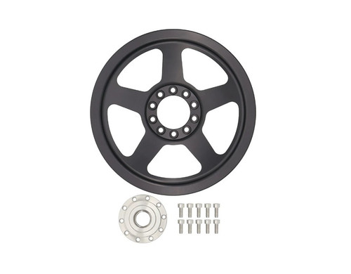 ICT Billet PUL100-RB6-PS60 Power Steering Pump Pulley, Serpentine, 6-Rib, 6.25 in. Diameter, Hub Included, Aluminum, Black Anodized, GM LS-Series, 1997-2013 Chevy Corvette Pump, Each