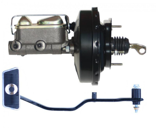 Leed Brakes 034PA Master Cylinder and Booster, 1 in. Bore, Dual Integral Reservoir, 9 in. OD, Single Diaphragm, Brake Pedal Included, Steel, Black / Natural, Ford Mustang 1967-70, Kit