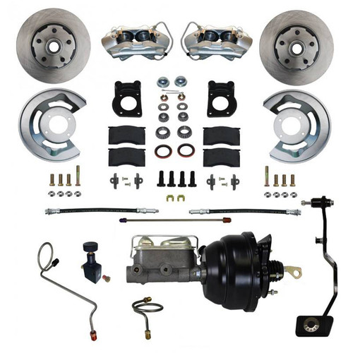 Leed Brakes FC0002-X405M Brake System, Power Disc Conversion, Front, 4 Piston Caliper, 11.33 in. Solid Rotors, Booster / Master Cylinder, Iron, Natural, Manual Transmission, Ford Mustang 1967-69, Kit