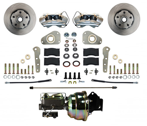 Leed Brakes FC0025-Y307 Brake System, Disc Conversion, Front, 4 Piston Caliper, 11.29 in. Rotors, Iron, Silver Powder Coat, Ford Fullsize Car 1957-62, Kit