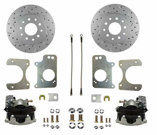 Leed Brakes RC1008X Brake System, Disc Conversion, Rear, 1 Piston Caliper, 11.000 in. Drilled / Slotted Iron Rotors, Iron, Zinc Plated, GM G-Body 1978-91, Kit