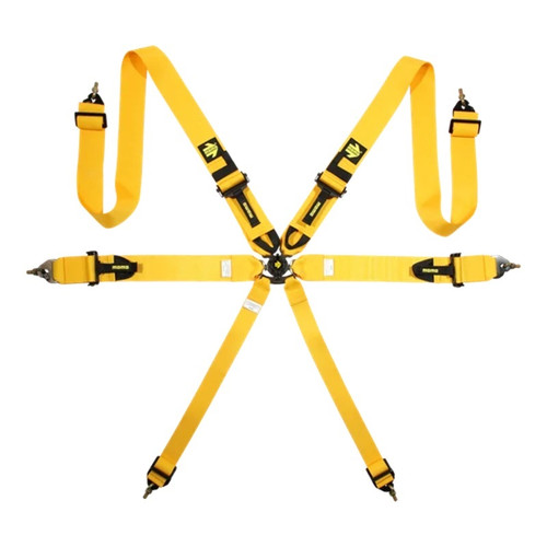 Momo Automotive Accessories M060303YL Harness, Corsa, 6 Point, Camlock, FIA Approved, Pull Down Adjust, Clip-In, Individual Harness, Yellow, Kit