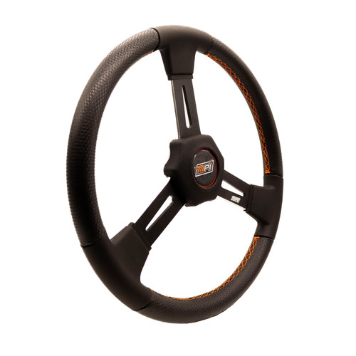 MPI USA MPI-D4-15 Steering Wheel, Dirt Racing, 15 in. Diameter, Flat, 3-Spoke, Black Foam Grip, Aluminum, Black Anodized / Natural, Each