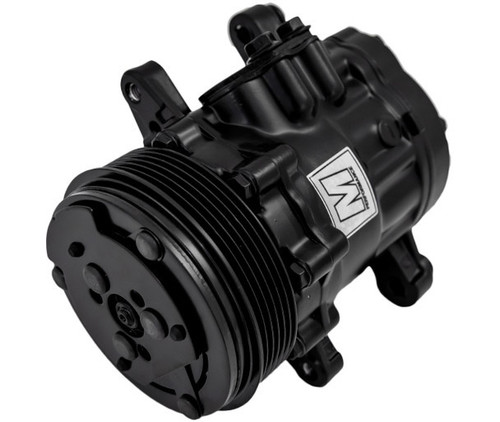 March Performance P2412-08 Air Conditioning Compressor, Ultra Series, Peanut Style, R-134-A, 6-Rib Serpentine Pulley, Black, Sanden 7176, Each