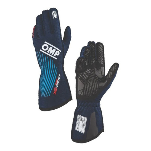 OMP Racing, Inc. IB0-0773-C01-244-L Driving Gloves, One EVO FX, FIA Approved, Single Layer, Fire Retardant Fabric, Navy Blue, Large, Pair