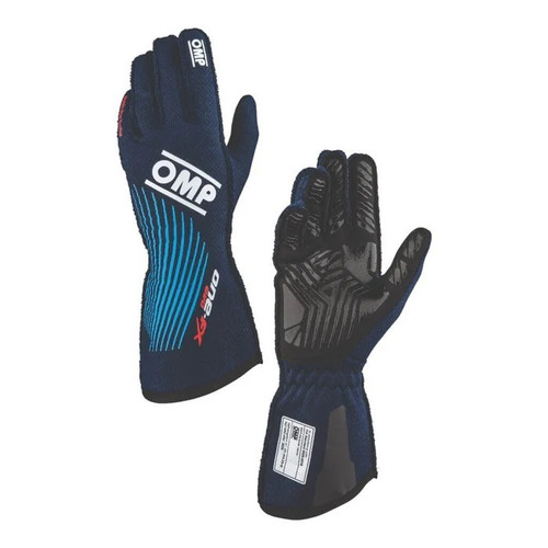 OMP Racing, Inc. IB0-0773-C01-244-S Driving Gloves, One EVO FX, FIA Approved, Single Layer, Fire Retardant Fabric, Navy Blue, Small, Pair