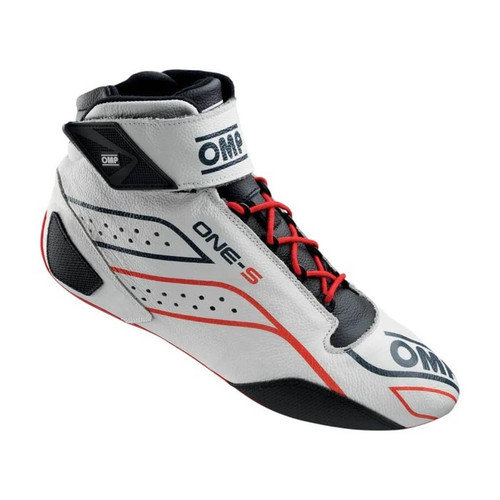 OMP Racing, Inc. IC0-0822-A03-020-42 Driving Shoe, One-S, Mid-Top, SFI 3.3/5, FIA Approved, Leather Outer, Fire Retardant Inner, White, Euro 42, Pair