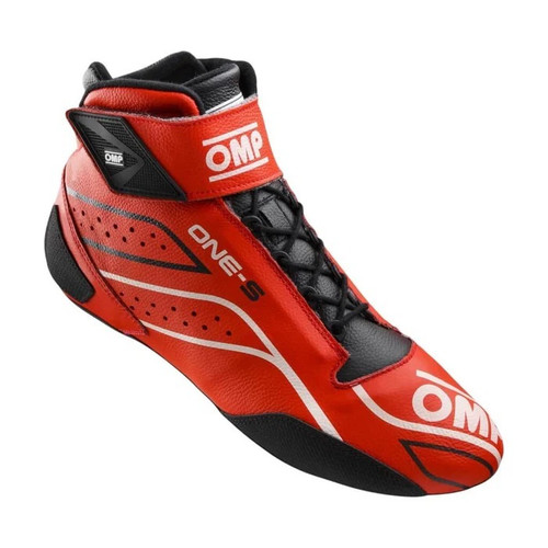 OMP Racing, Inc. IC0-0822-A03-061-39 Driving Shoe, One-S, Mid-Top, SFI 3.3/5, FIA Approved, Leather Outer, Fire Retardant Inner, Red, Euro 39, Pair